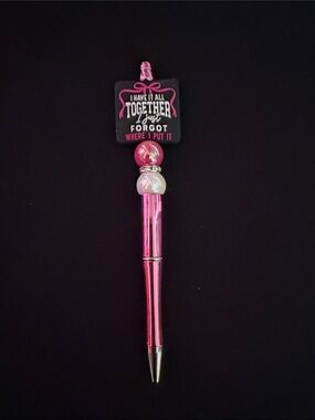 Pink Decorative Beaded Pen - "I Have It All Together" Charm